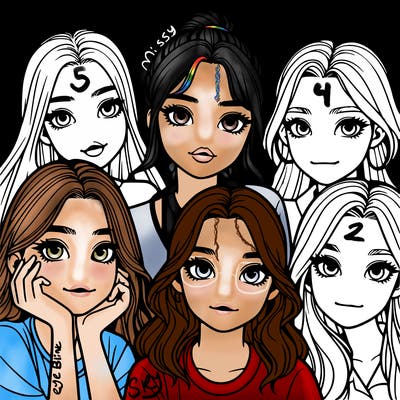 a group of girls realistic