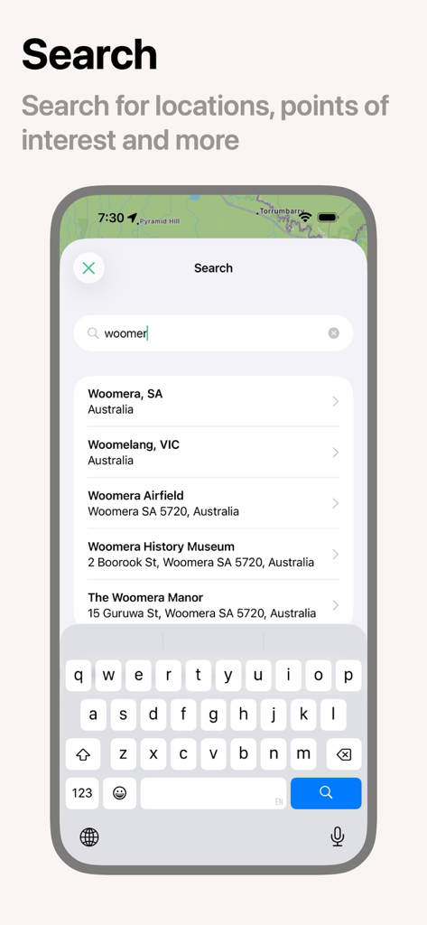 Caravan Helper - Search for locations and points of interest in the Caravan Helper app