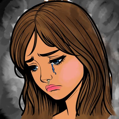 depressed realistic girl crying