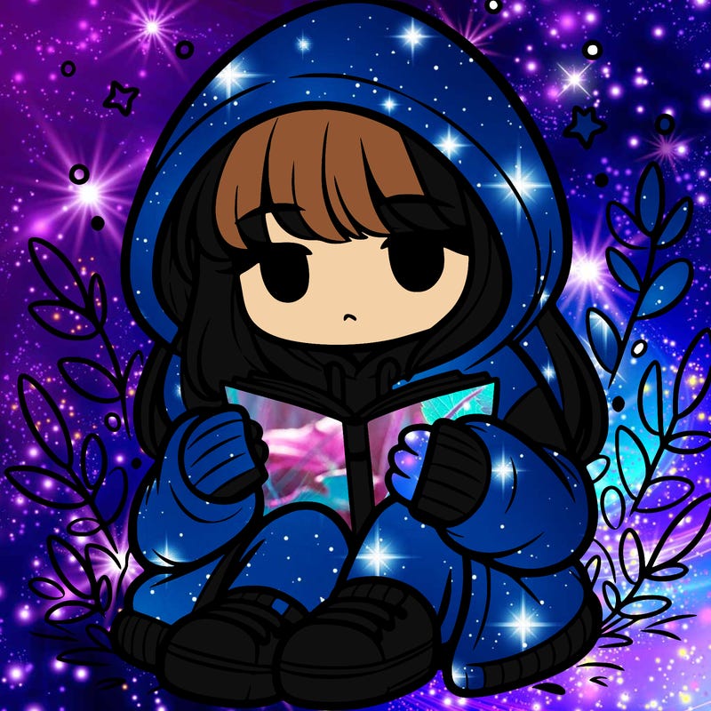 girl in oversized hoodie reading a book