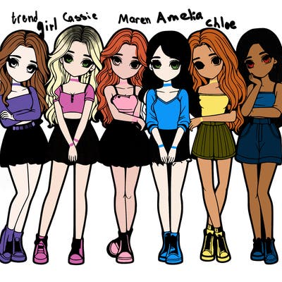 a group of girls realistic