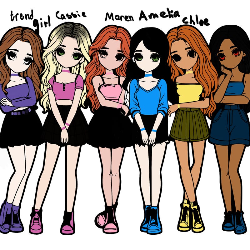 a group of girls realistic