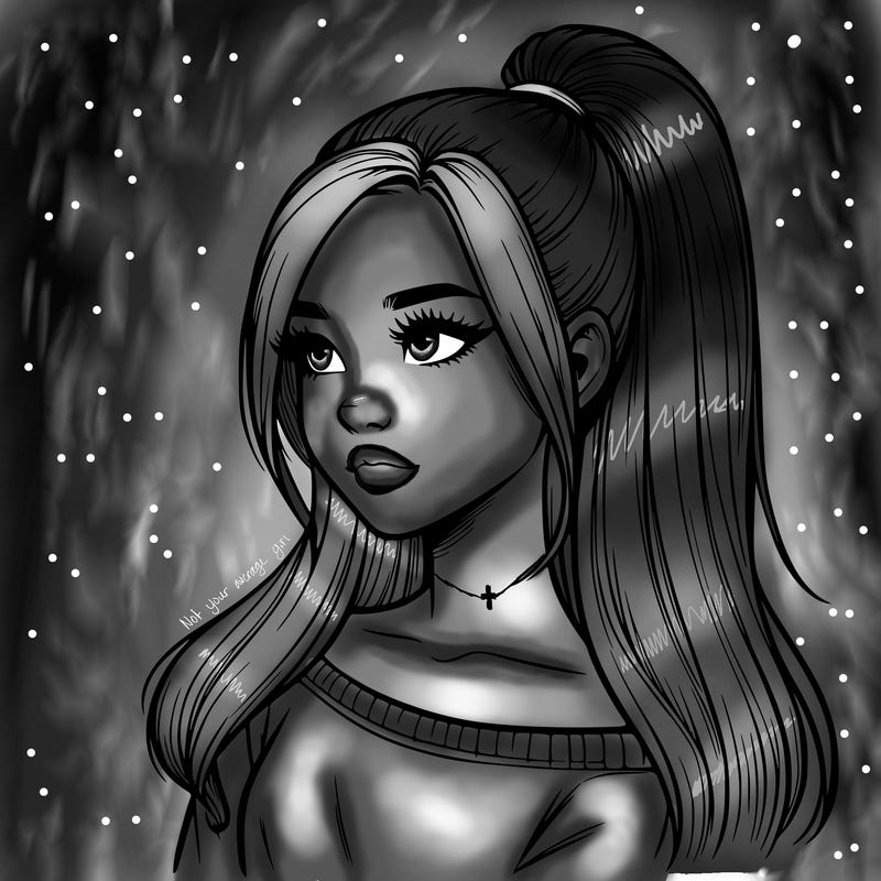 realistic girl with a high ponytail