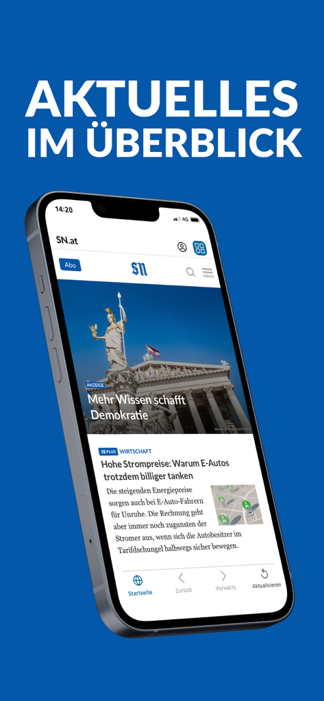 Salzburger Nachrichten - A smartphone displaying the Salzburger Nachrichten news app with current regional articles in German