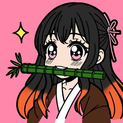girl with bamboo in her mouth