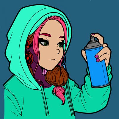 a realistic girl, spray painting