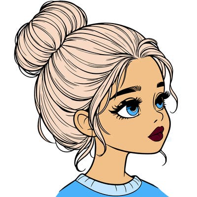 realistic girl with bun