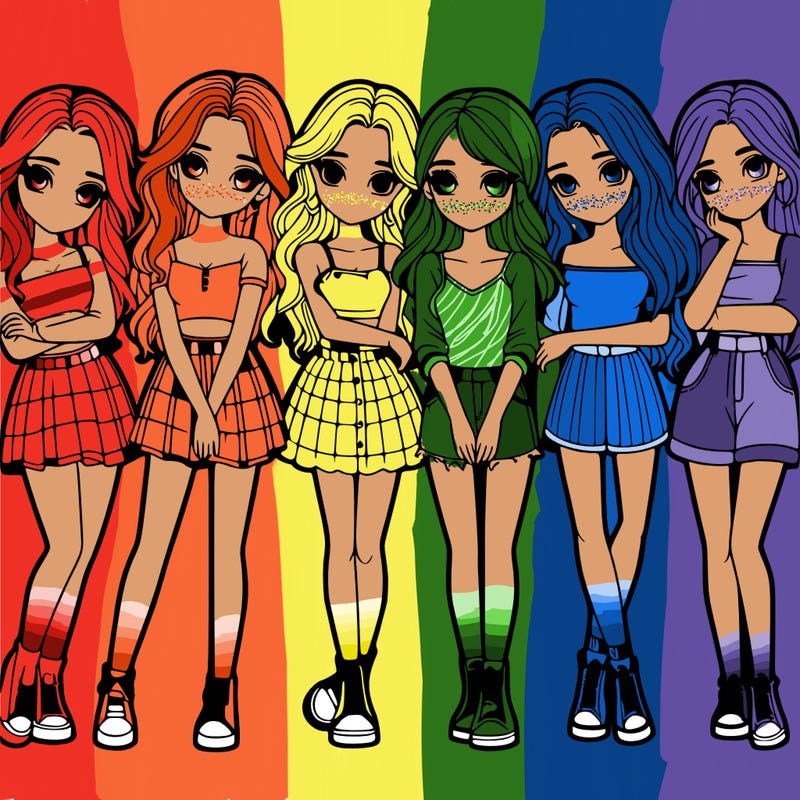 a group of girls realistic