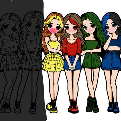 a group of girls realistic