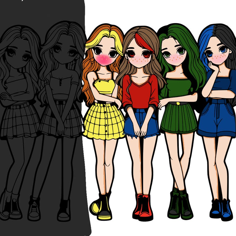 a group of girls realistic