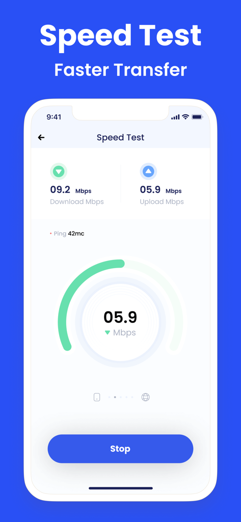 Clean Master: Clean Storage - Interfaz de la aplicación Clean Master mostrando una prueba de velocidad de Internet para descarga y carga