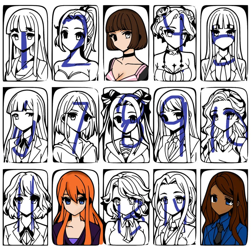 girls that look diffrent anime