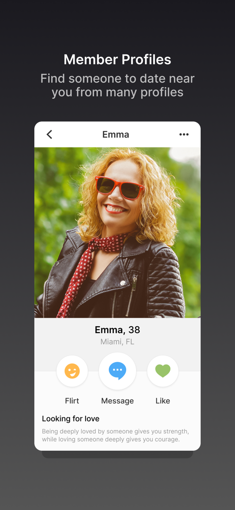 A profile of a female motorcycle enthusiast on the Biker Next dating app