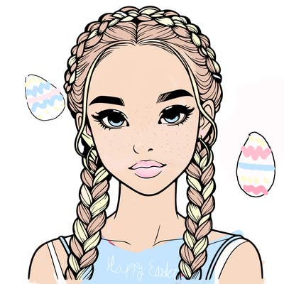 realistic girl with braids