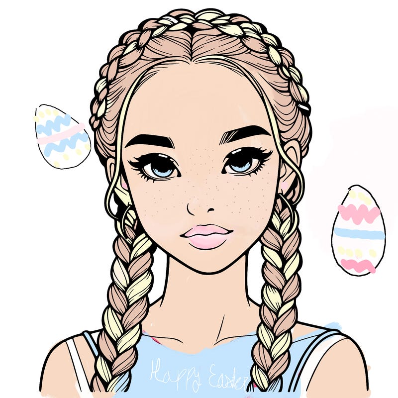 realistic girl with braids