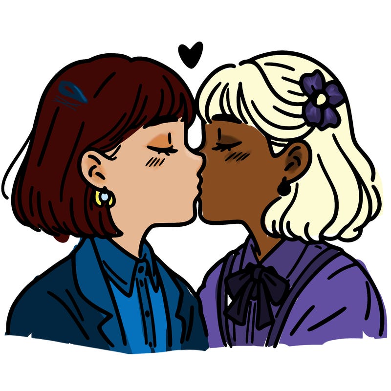 two girls kissing each other