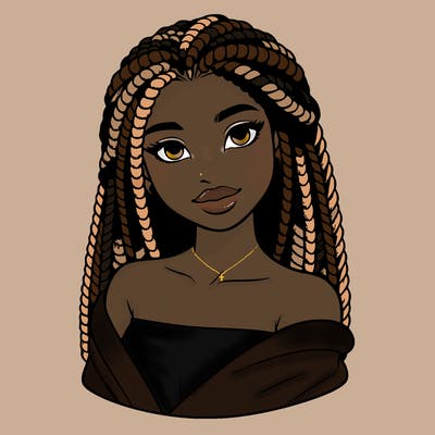 realistic african american with braids