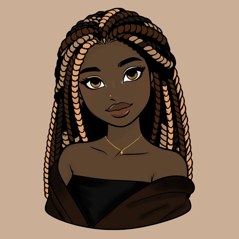 realistic african american with braids