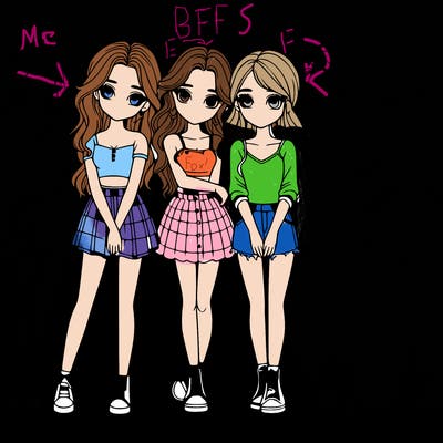 a group of girls realistic