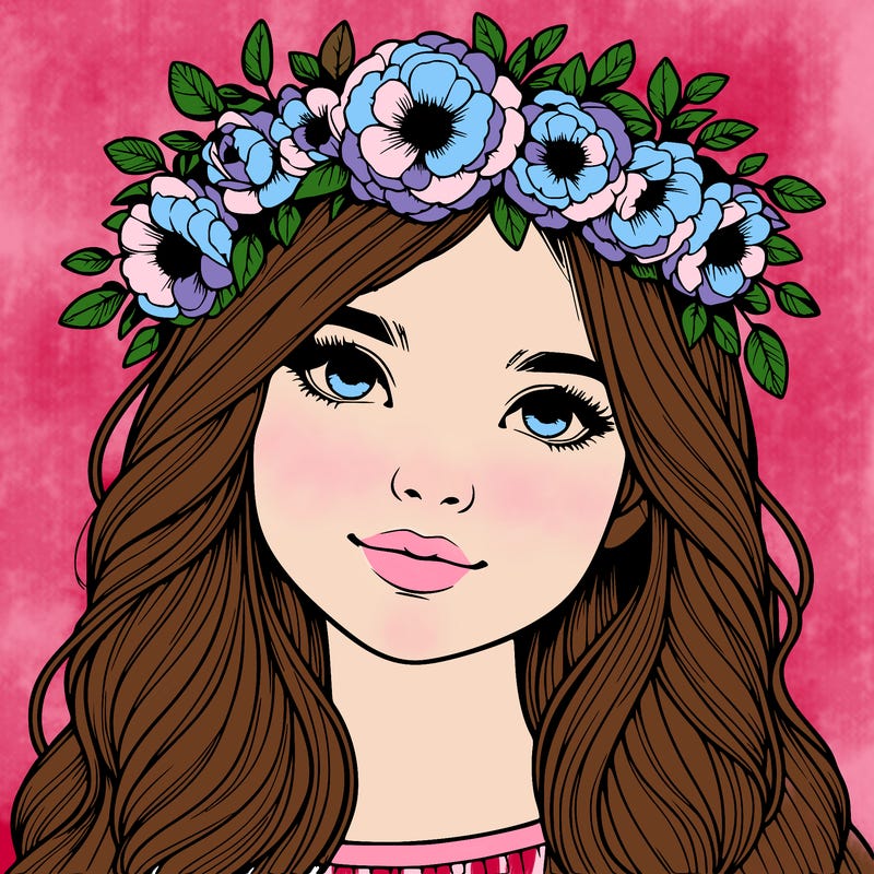 realistic girl with flower crown