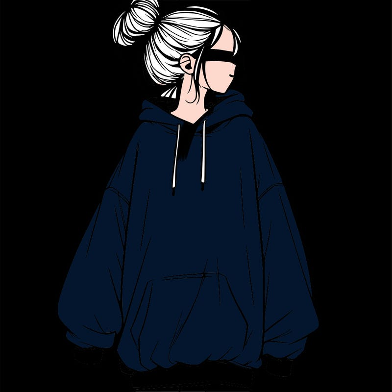 realistic girl with a oversized sweatshirt on and a bun