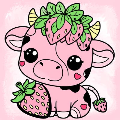 cute strawberry cow