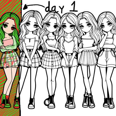 a group of girls realistic