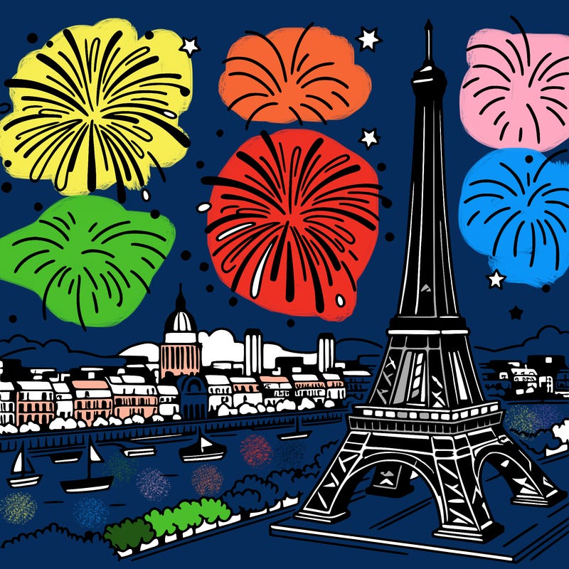 tour eiffel with fireworks