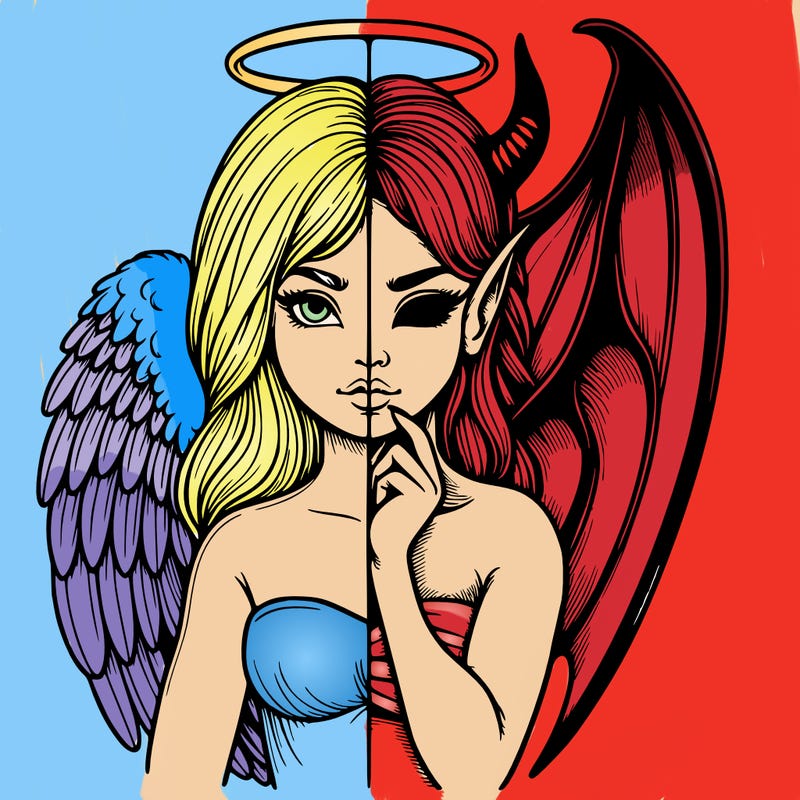 realistic angel half demon