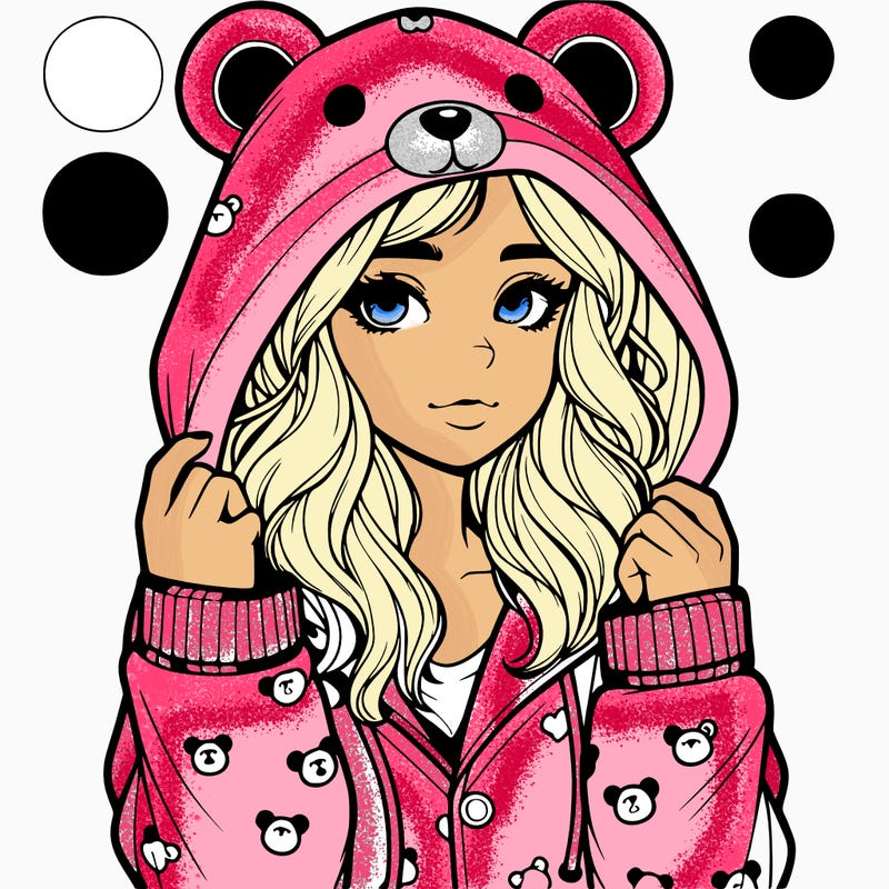 realistic girl in a animal pjs hoodie