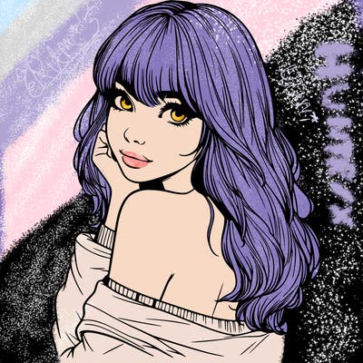 realistic girl with bangs looking over her shoulder