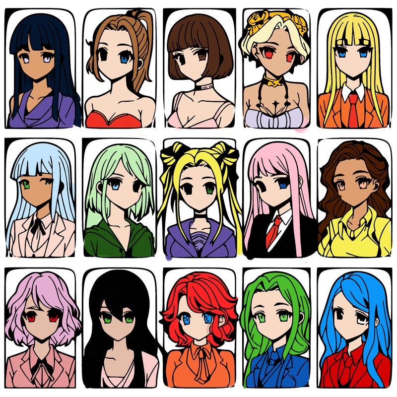 girls that look diffrent anime