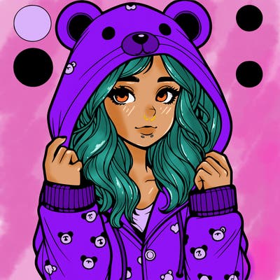 realistic girl in a animal pjs hoodie