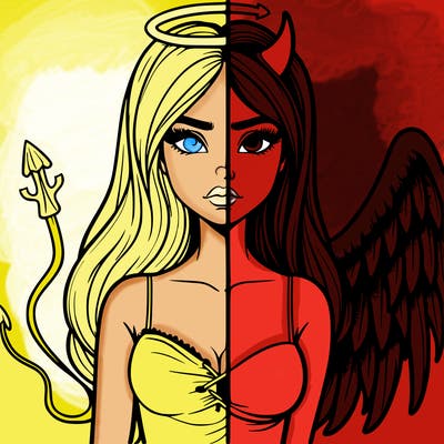 devil vs angel realistic girl