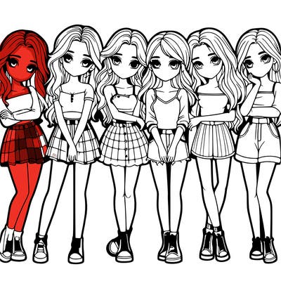 a group of girls realistic