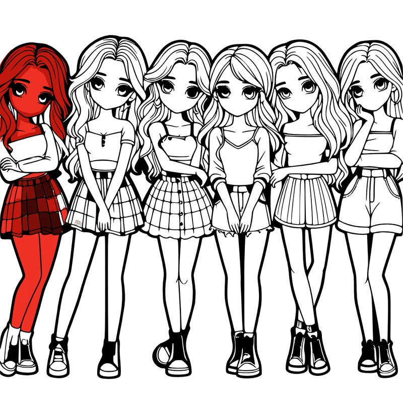 a group of girls realistic