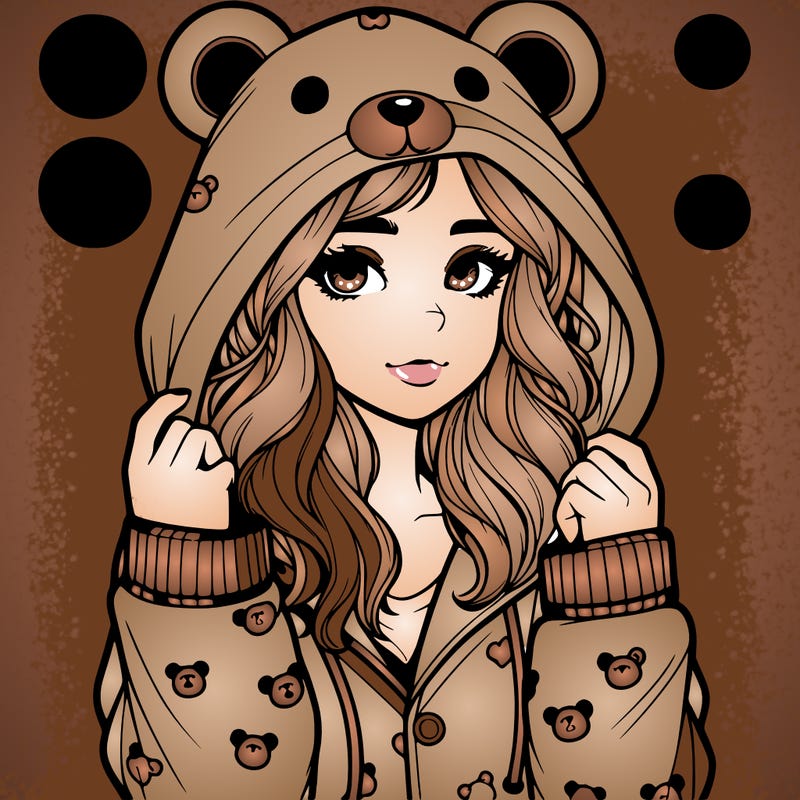 realistic girl in a animal pjs hoodie