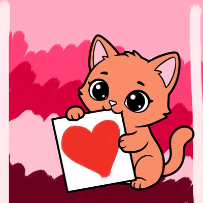 a small cat with a blank sheet of paper in its hand. the cat is sooooooo cute!