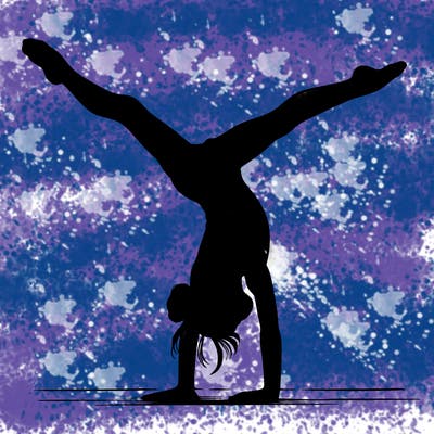 realistic gymnastic hand stand girl in four splits