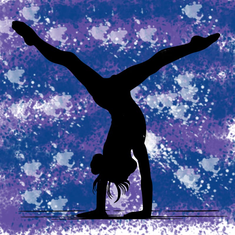 realistic gymnastic hand stand girl in four splits