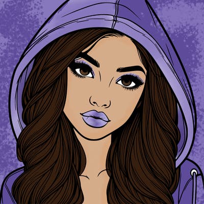 realistic beautiful girl with a hood on