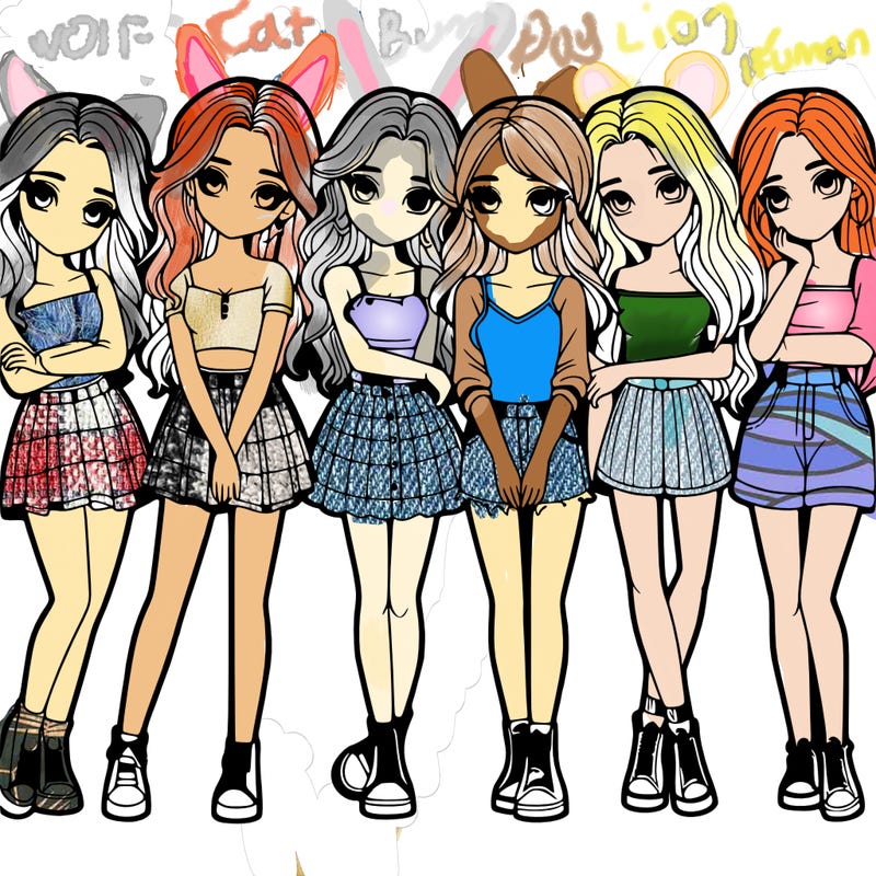 a group of girls realistic