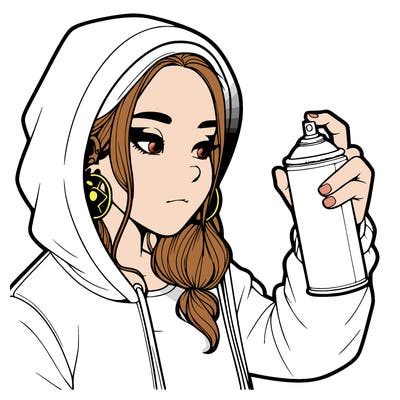 a realistic girl, spray painting