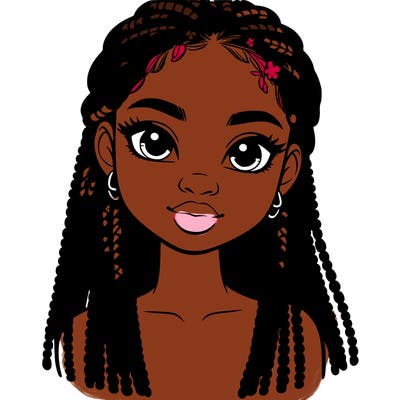 a realistic black girl with braids