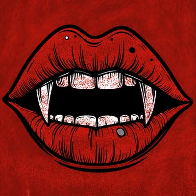 lips with vampire teeth