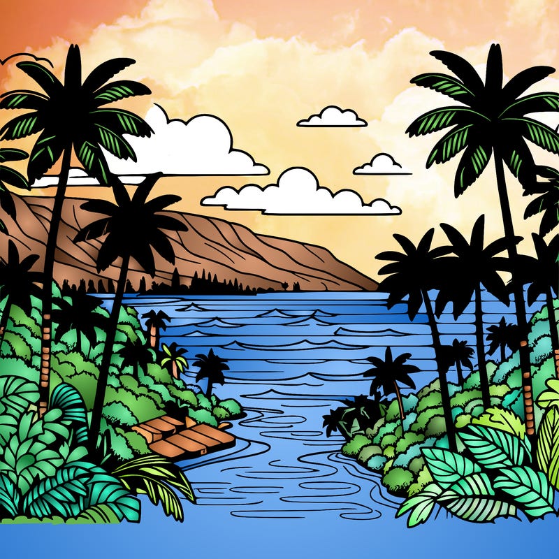 view of the ocean in hawaii lots of palm trees and beautiful view