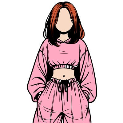 realistic girl faceless with baggy pants and a crop top