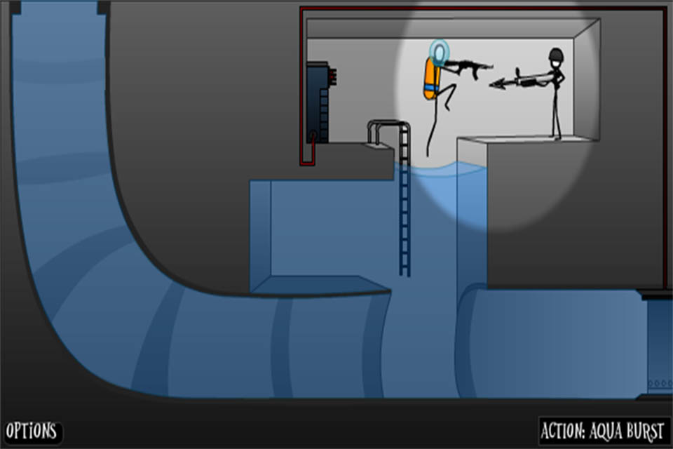 Creative Kill - Stickman Edition - A stickman character jumping from water to attack another stickman