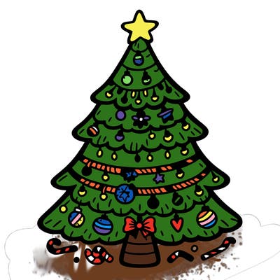 christmas tree with lots of details