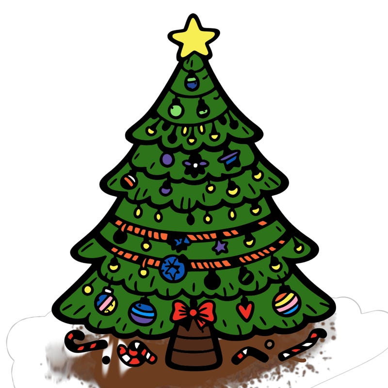 christmas tree with lots of details